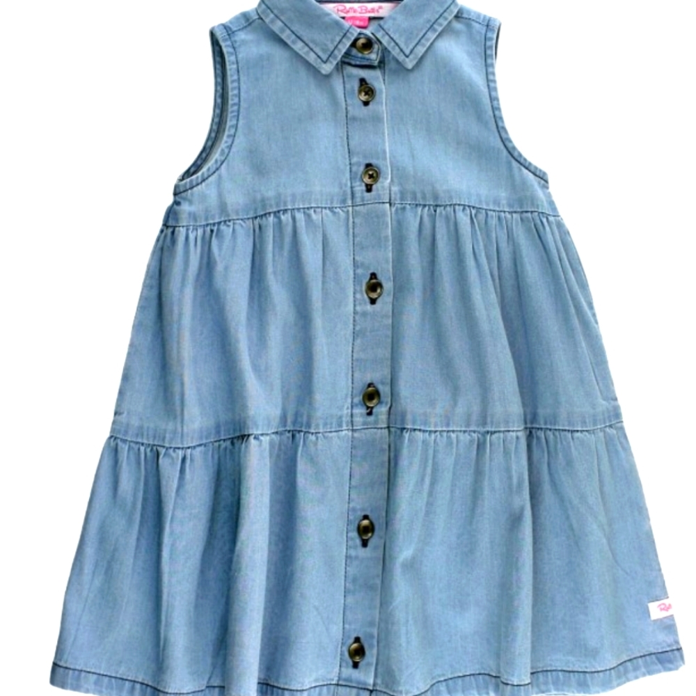 RuffleButts Denim Tiered Dress